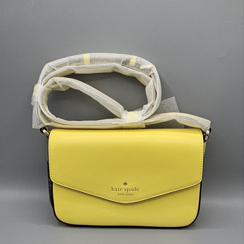 NWT Kate Spade Yellow Sadie Envelope Crossbody Leather Purse